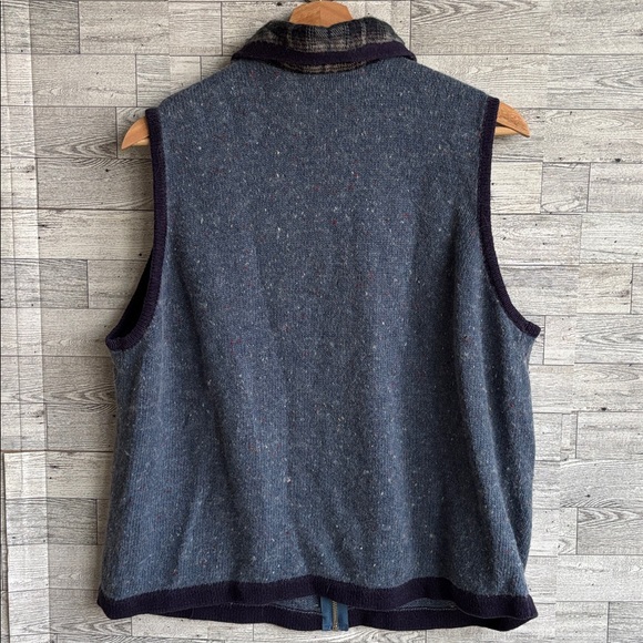 Vintage Victoria Jones Sweater Vest Ramie Angora Winter Cabin Snowman Fishing XL - Picture 4 of 7